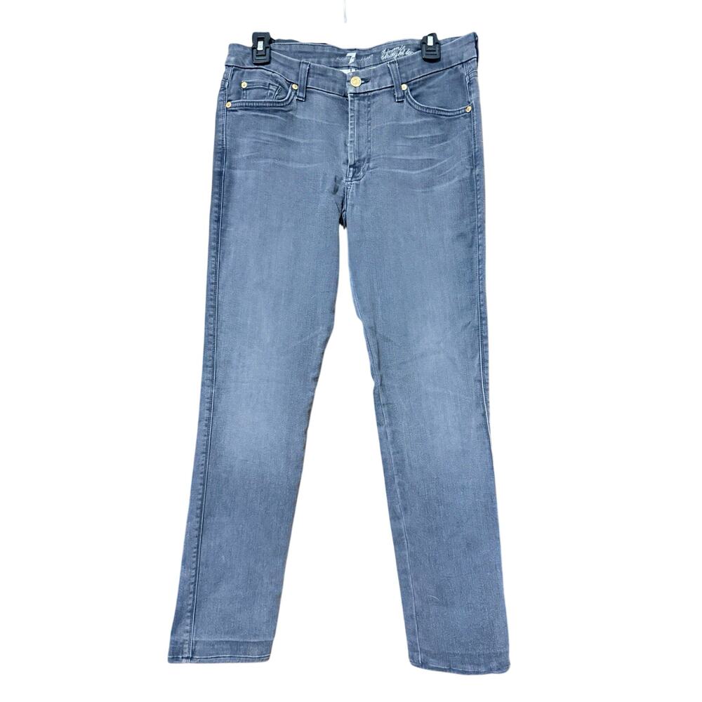 7 For All Mankind Women’s Gray Denim Kimmie Straight Leg Slim Stretch Jeans